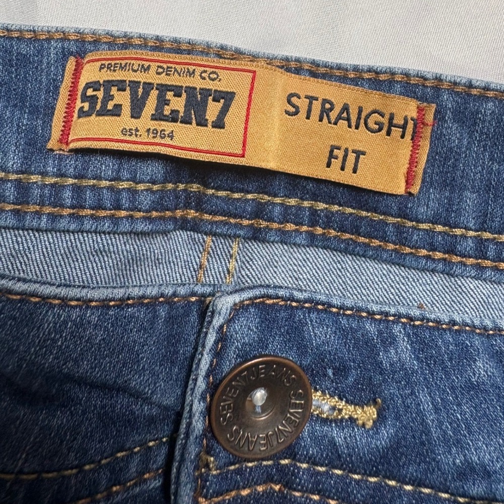 Seven7 Straight Fit Jeans Mens 38x32 Blue Excellent Stretch Denim Pants - Picture 4 of 14